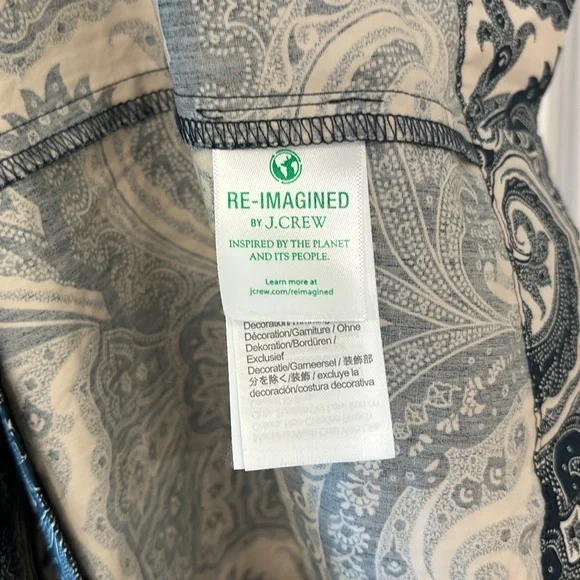 J. Crew Collection Smocked Cotton Poplin Dress Paisley Print Blue Size Small - Picture 6 of 9